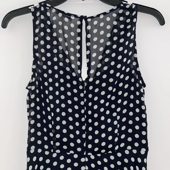 Calvin Klein Dot V-neck Sleeveless Wrap High-Low Maxi Dress - Picture 4 of 5